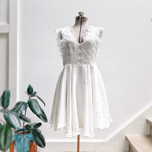 Sandro Dresses & Skirts - SANDRO White Lace Skater Dress